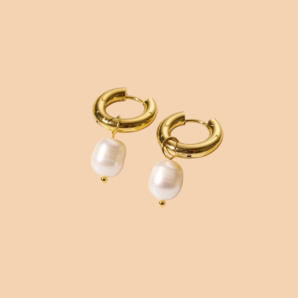 Boucles d’oreilles “Epure” — Perle; Anneau épais