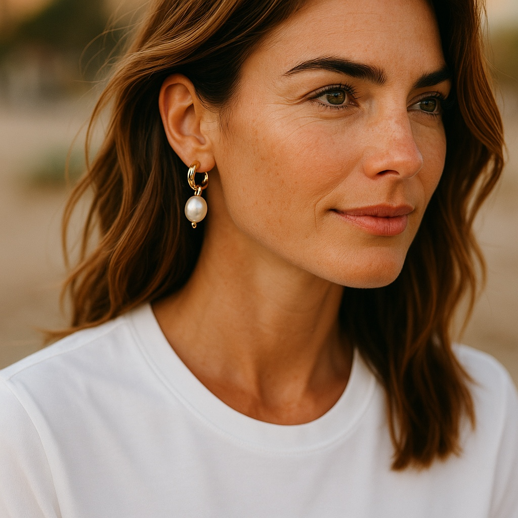 Boucles d’oreilles “Epure” — Perle; Anneau épais